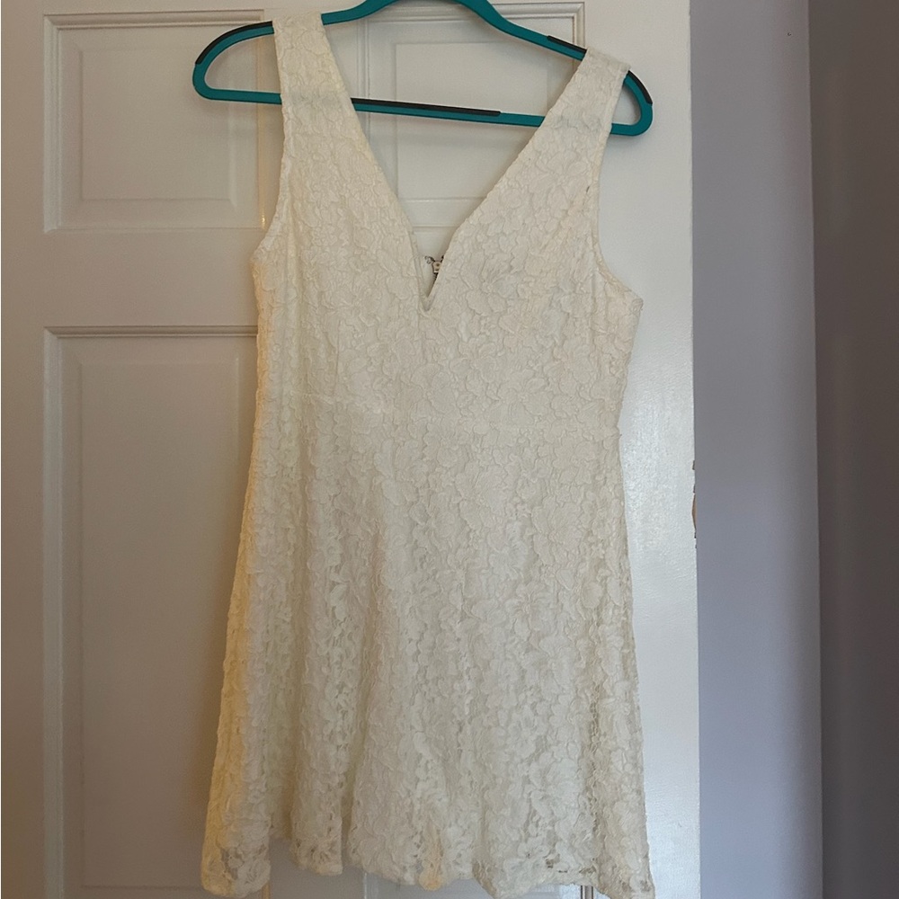Lulu's Ivory Lace Mini Dress